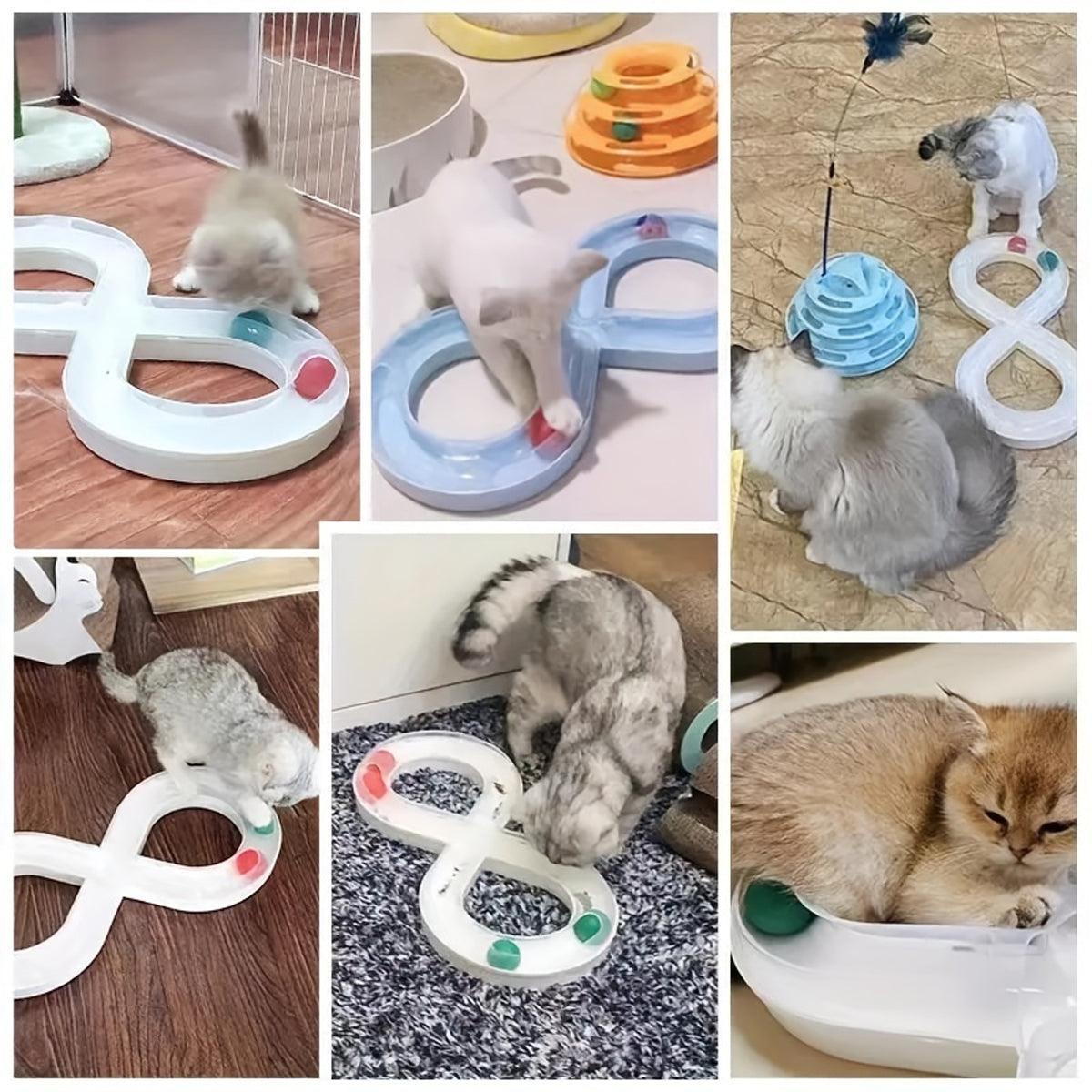 Cat Toys Carousel Teaser Tunnel Kitten Play Fighting Toy Interactive Fun for Cat-3