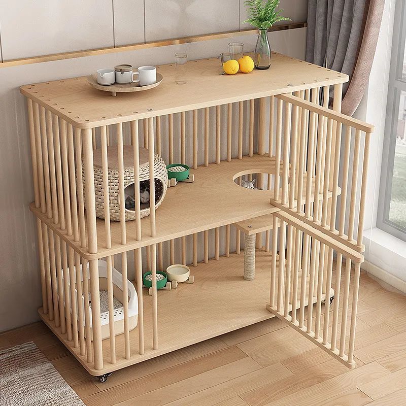 Cat Cage Made Of Solid Wood For Home Use, Cat Villa, Cat Cabinet, Indoor Luxury Large Space Clearance Sale Breeding Cat Cage Cat House