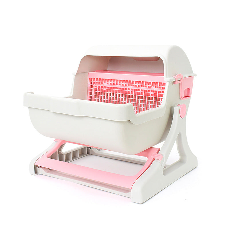 Cross-Border Dropshipping Semi-Automatic Cat Litter Box Anti-Splash Extra-Large Cat Toilet Source Factory Direct Shipment