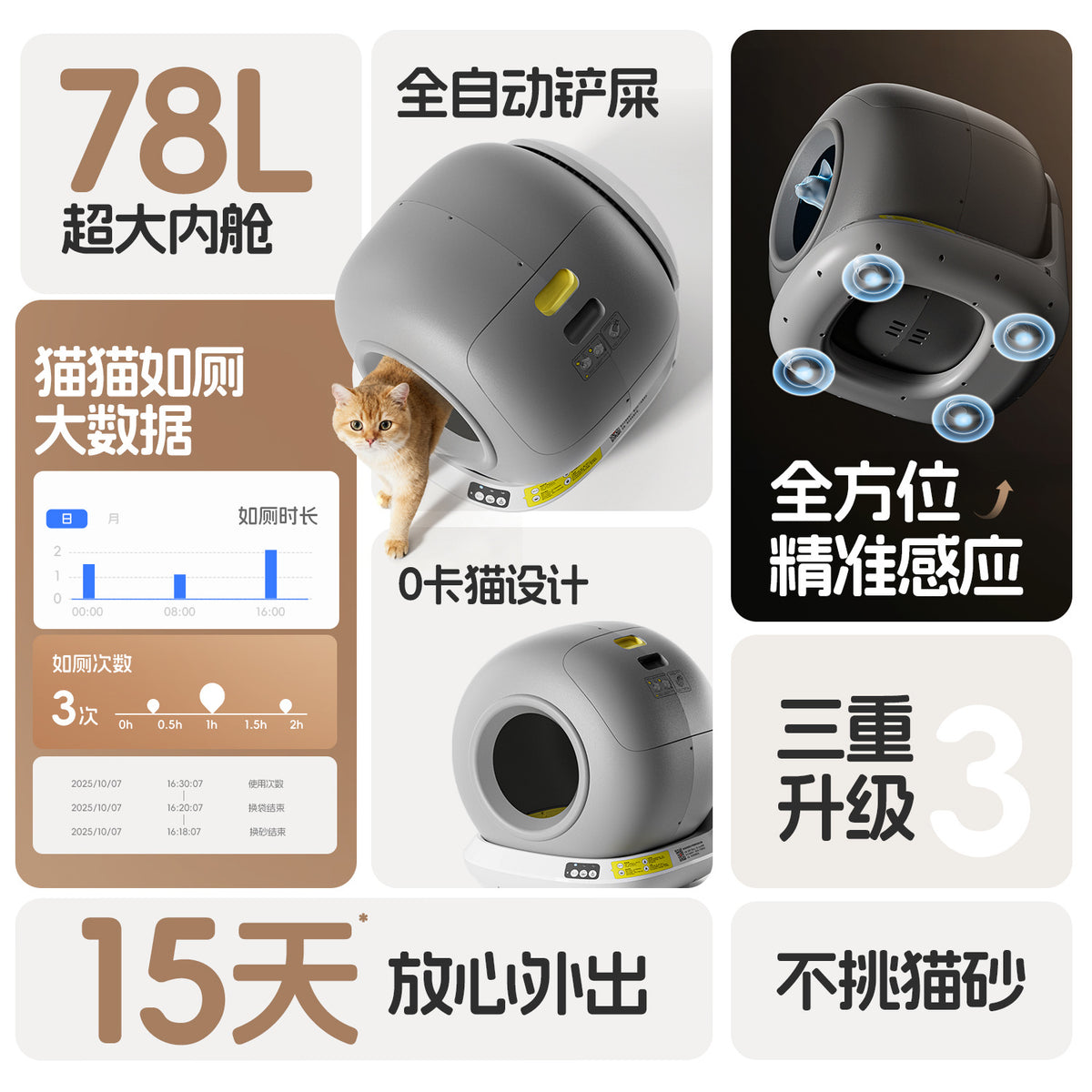 Fully Automatic Cat Litter Box With Anti-Splash Mat, Large Space, Smart App, Fully Enclosed Cat Toilet, Fully Automatic Cat Litter Box