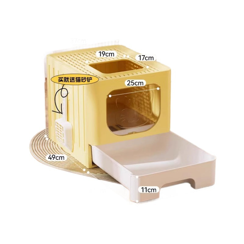 Cat Litter Box Oversized Anti-splash Cat Toilet Fully-enclosed Top-entry Cat Litter Box Kitten Drawer Cat Litter Box With Height