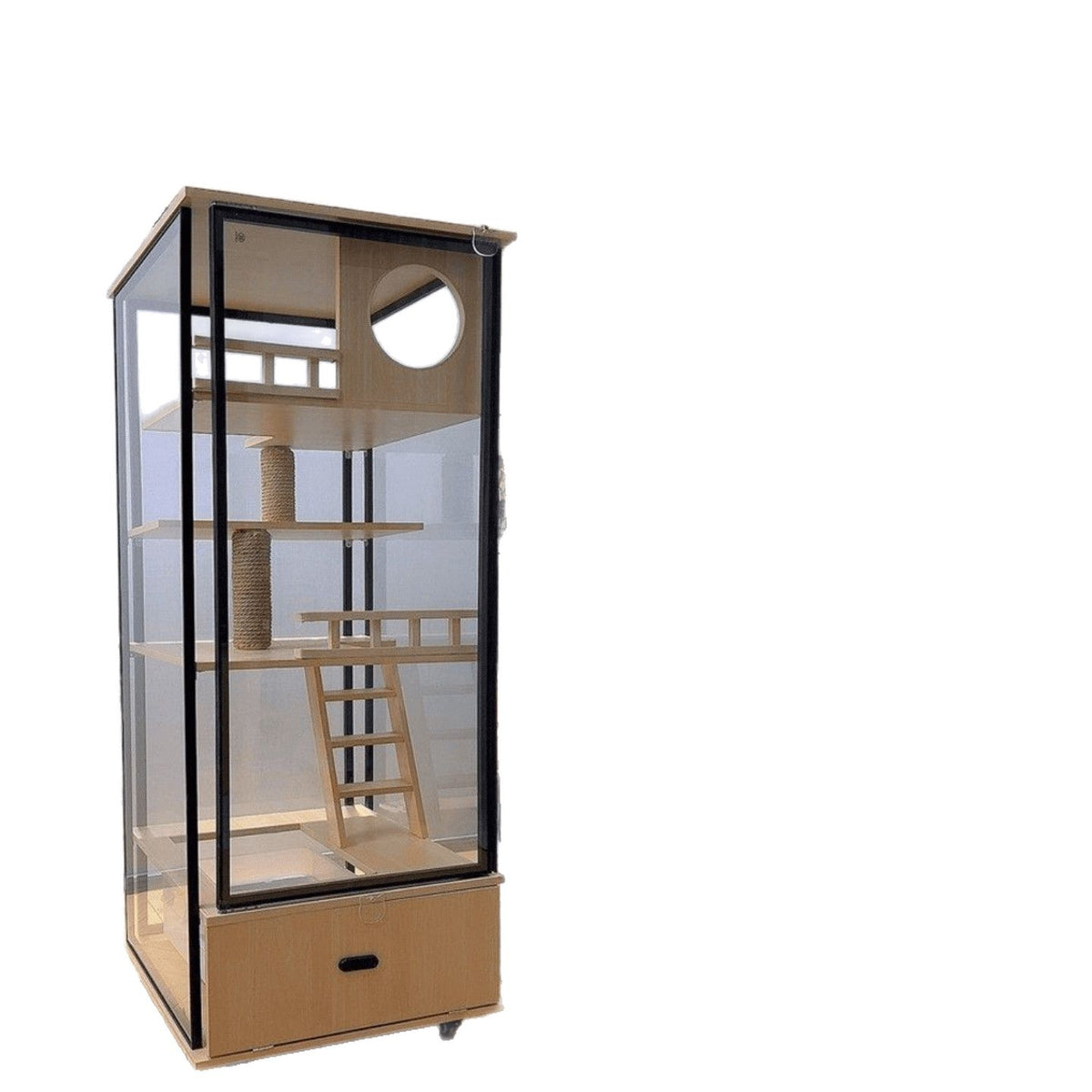 Panoramic Glass Cat Villa, Household Cat Cage, Cat Litter Box, Integrated Cat House, Indoor Luxury Cat House, Cat Nest, Others