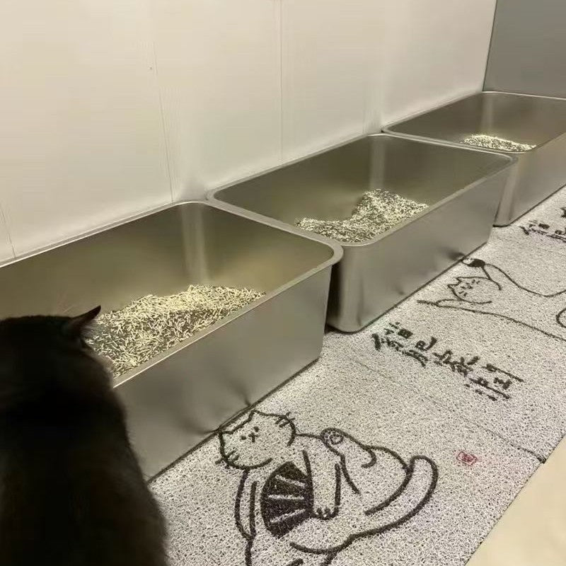 Stainless Steel Cat Litter Box, New Model, Thickened, Anti-Splash, Easy To Clean, Large Cat Toilet, Large Capacity Cat Litter Box, Cross-Border