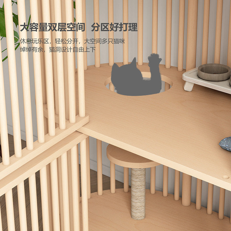 Cat Cage Solid Wood Cat Cabinet Cat House Home Large Space Double Layer Cat House Luxury Large Villa Amazon