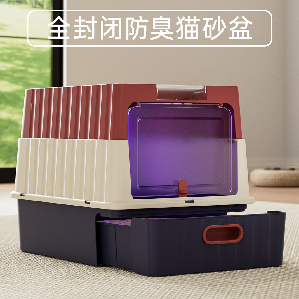 Cat Litter Box Extra Large Fully Enclosed Deodorizing Cat Toilet Drawer Type Sterilization Anti-Splash Toilet Pet Supplies Wholesale