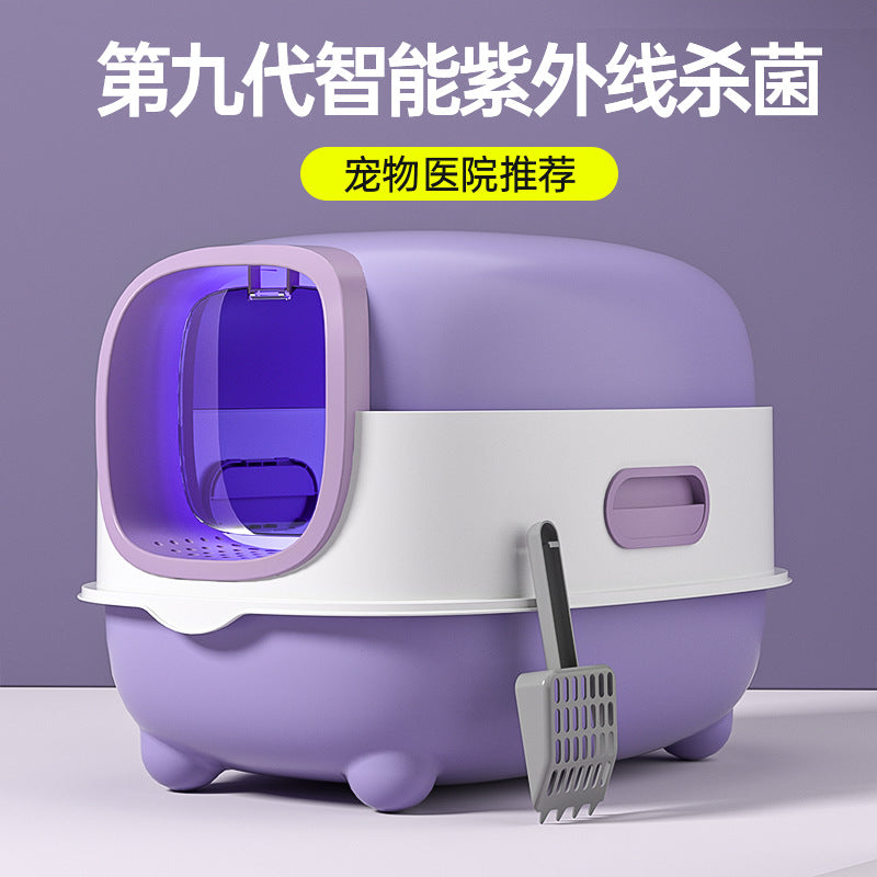 Extra Large Cat Litter Box Deodorizing Fully Enclosed Uv Sterilization Cat Litter Box Extra Large Anti-Bring Out Cat Toilet