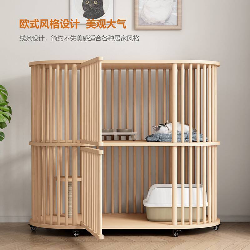 Cat Cage Made Of Solid Wood For Home Use, Cat Villa, Cat Cabinet, Indoor Luxury Large Space Clearance Sale Breeding Cat Cage Cat House