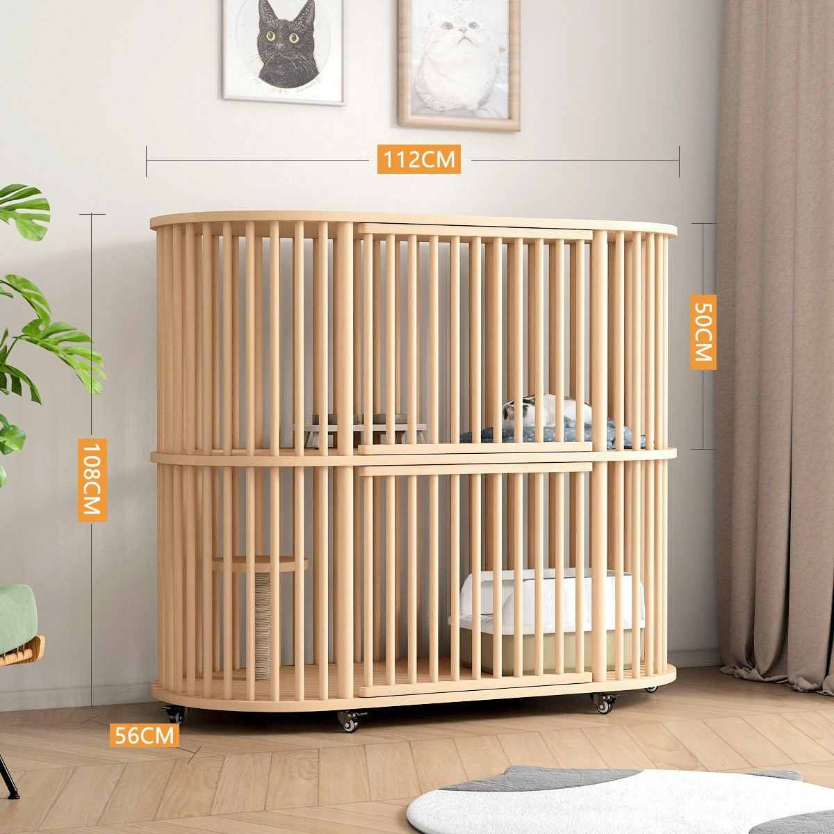 Cat Cage Solid Wood Cat Cabinet Cat House Home Large Space Double Layer Cat House Luxury Large Villa Amazon