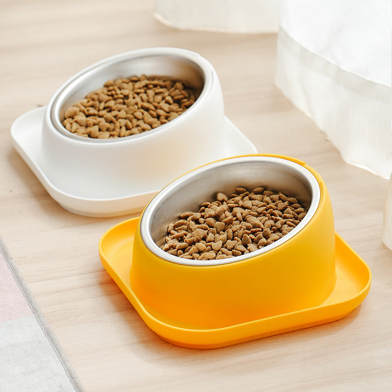 Pet Bowl, Cat Bowl, Slanted Mouth Bowl, Dog Food Bowl, Anti-Knock Over Dog Bowl, Cervical Vertebra Protection Stainless Steel Dog Bowl, Pet Feeder