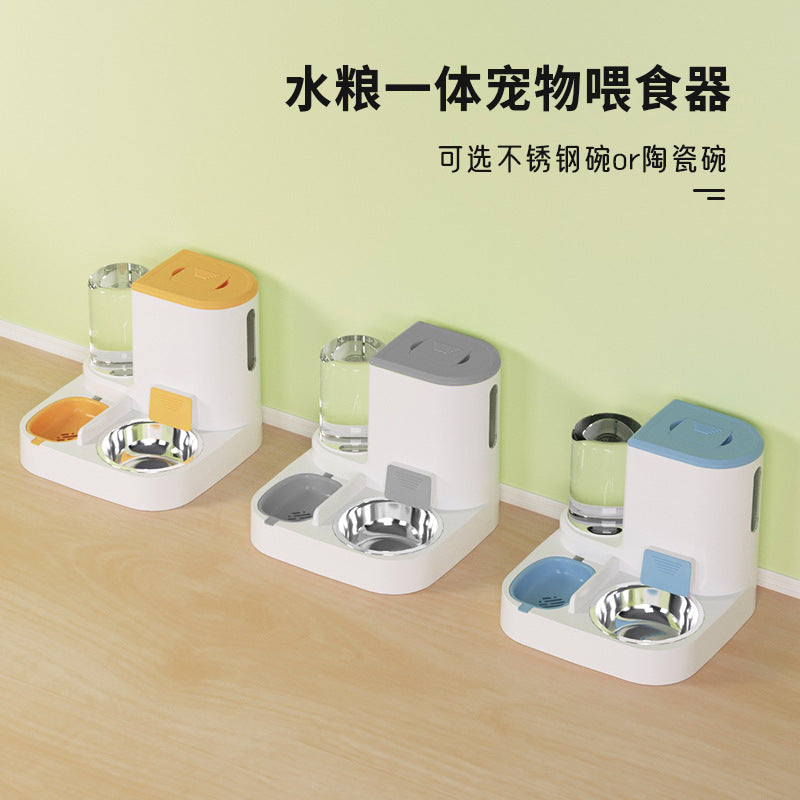 Pet Automatic Drinking Water Feeder Integrated Large Capacity Wet And Dry Separation Ceramic Bowl Stainless Steel Bowl Cat Bowl Dog Bowl