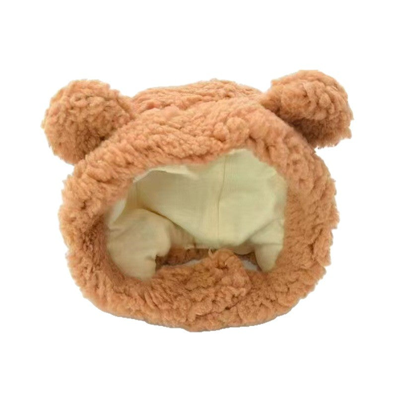 Four Seasons Pet Hat Bear Plush Headgear British Short Cute Ears Cat Small Dog Funny Headwear Photo