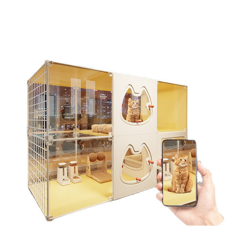 Cat Cage With Integrated Cat Bed And Toilet For Home Use, Indoor Cat House With Extra-large Free Space, New Type Of Cat Villa