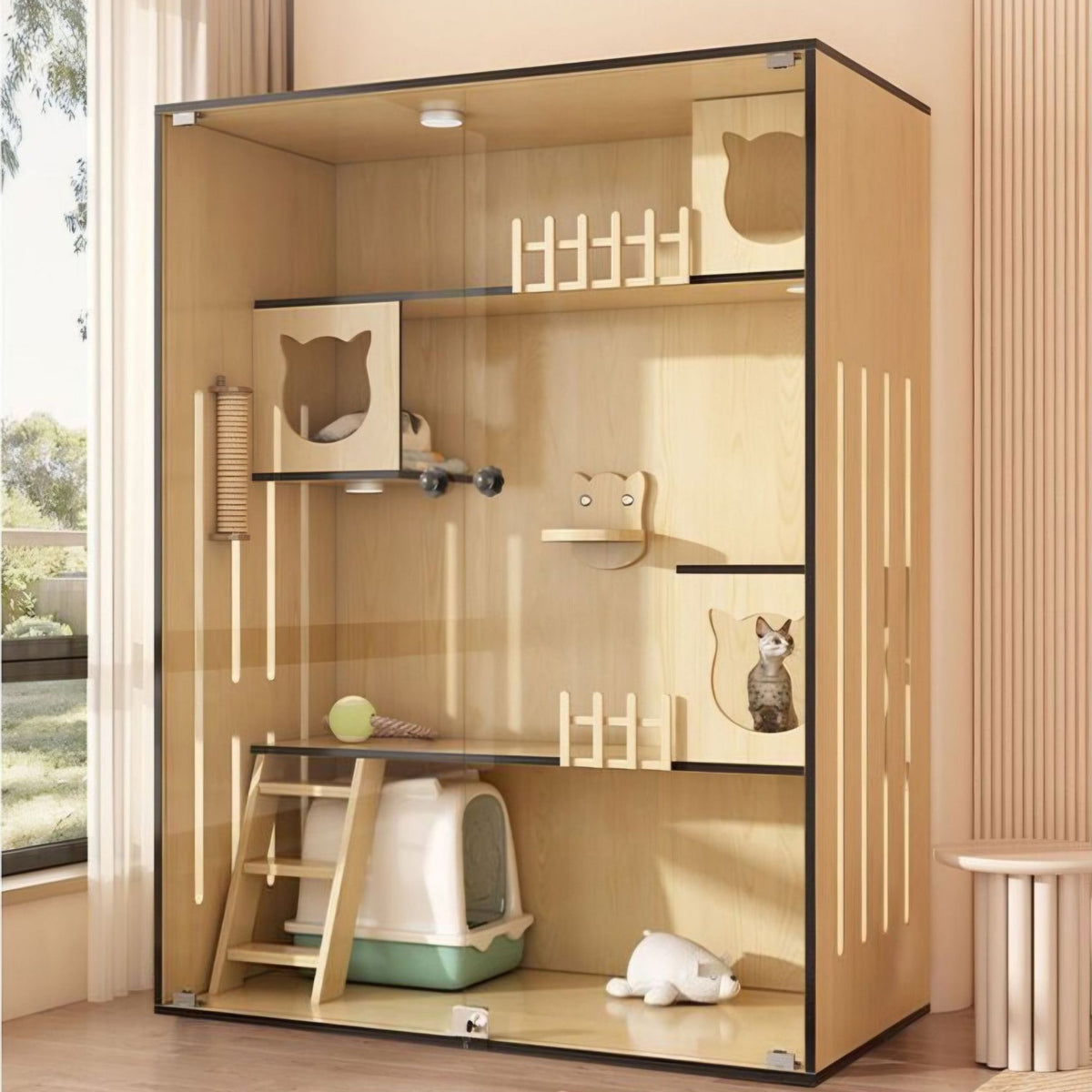 Cat Cage Villa: Extra-large Space, Suitable For All Seasons, Multi-layered, Panoramic Design, Luxurious, Breathable, And Eco-friendly Cat Villa For Home Use