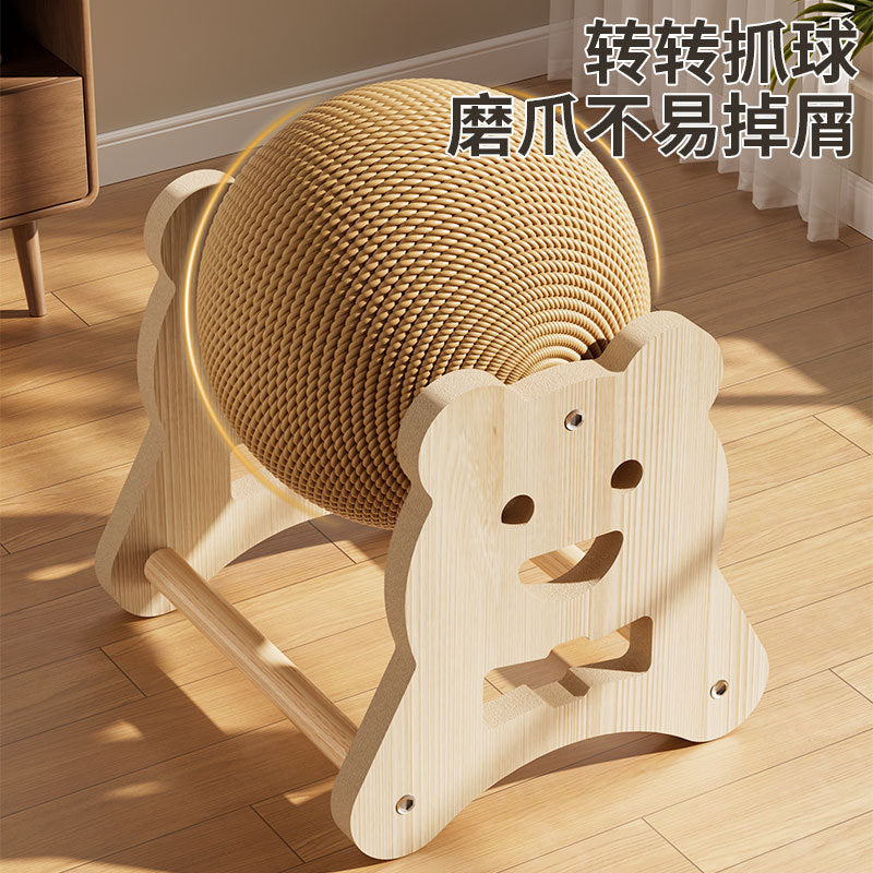 Cat Scratching Board, Cat Toy, Wooden Cat Scratching Ball, Rabbit Claw Sharpening Rope, Cat Climbing Frame, Durable Cat Scratching Post, Pet Supplies