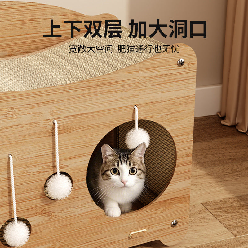 Cat Scratching Board Cat Nest Scratching Ball Toy Sisal Cat Scratching Board No Scrap-dropping Double-layer Mat Cat House Grinding Claw Vertical Cat Climbing Rack