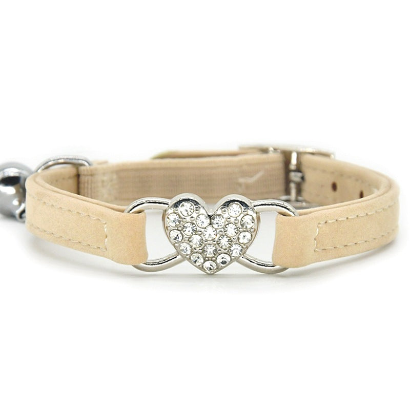 Pet Supplies Cat Love Flocking Diamond Bell Cat Collar Pet Supplies