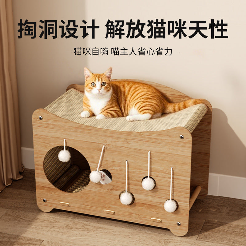 Cat Scratching Board Cat Nest Scratching Ball Toy Sisal Cat Scratching Board No Scrap-dropping Double-layer Mat Cat House Grinding Claw Vertical Cat Climbing Rack