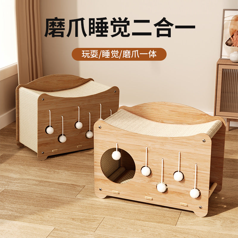 Cat Scratching Board Cat Nest Scratching Ball Toy Sisal Cat Scratching Board No Scrap-dropping Double-layer Mat Cat House Grinding Claw Vertical Cat Climbing Rack