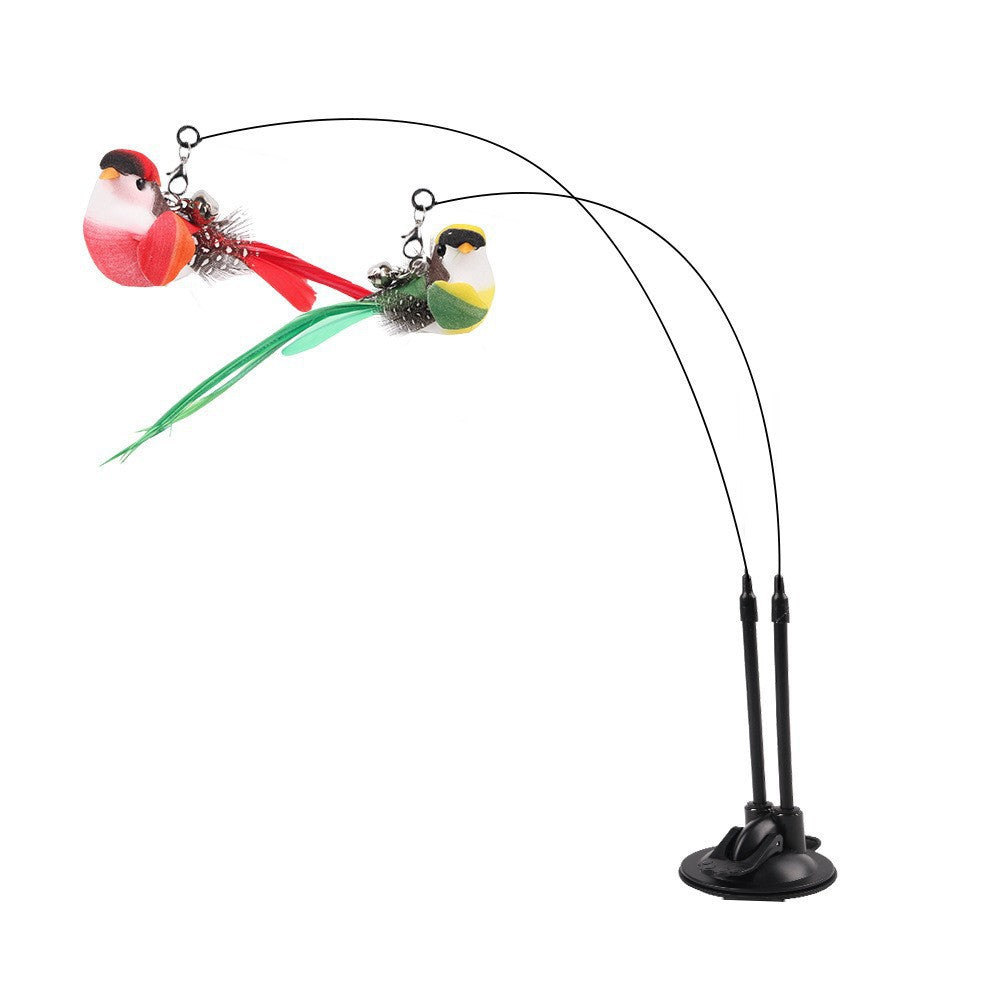 Upgraded Suction Cup Cat Teaser Stick, Self-Pleasure, Removable Steel Wire Double-Headed Cat Teaser Stick Replacement Head Pet Toy