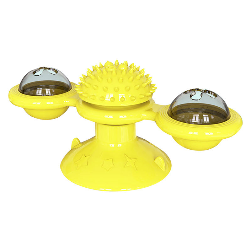 Explosive Style Windmill Teasing Cat Toy Luminous Mint Suction Cup Toy Cat Gnawing Self-healing Toy 2 Windmills