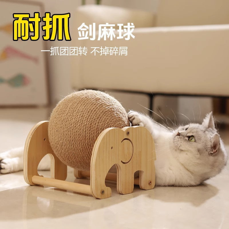 Cat Scratching Board, Cat Toy, Wooden Cat Scratching Ball, Rabbit Claw Sharpening Rope, Cat Climbing Frame, Durable Cat Scratching Post, Pet Supplies