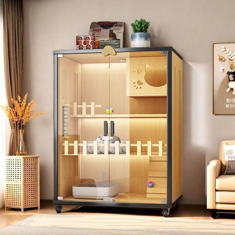 Cat Villa Cat House Household Solid Wood Indoor Cat Cabinet Cat Nest Extra Large Free Space Cat Climbing Frame Integrated Cat Cage