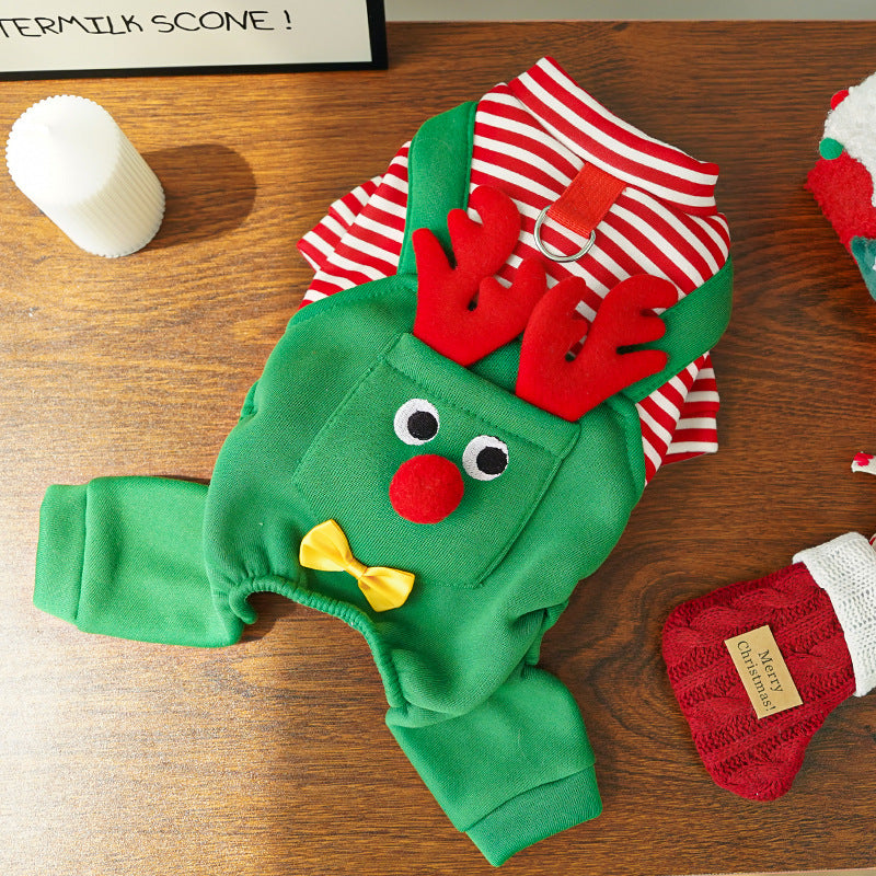 Christmas Dog And Cat Pet Clothes, Dog Supplies, Reindeer, Teddy, Bichon Four-Legged Clothing, Vest, New Cross-Border
