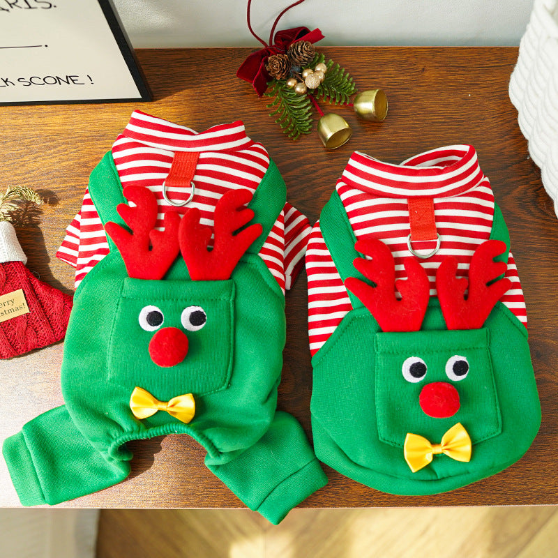 Christmas Dog And Cat Pet Clothes, Dog Supplies, Reindeer, Teddy, Bichon Four-Legged Clothing, Vest, New Cross-Border