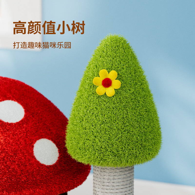 Colorful Mushroom Sisal Barrel Cat Climbing Rack Cat Nest Cat Tree Integrated Mushroom Tree Hole Cat Toy