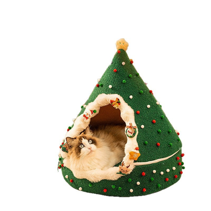 Christmas Cat Nest, Winter Warm, Removable And Washable, Enclosed Type, Fleece-Lined And Thickened, Cat House Tent, Exclusively For Cross-Border Sales