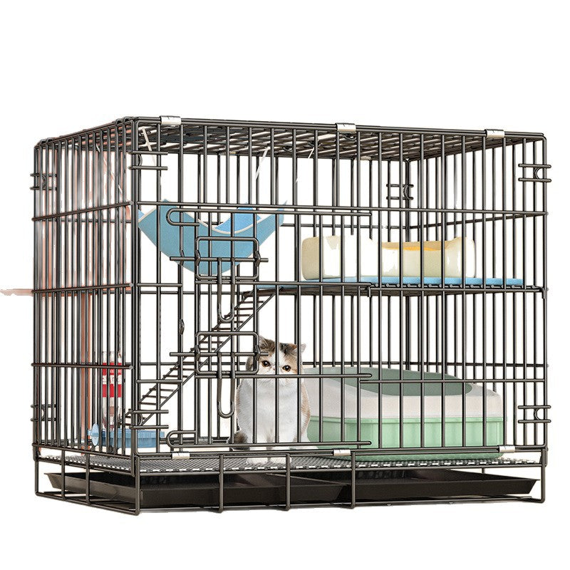 Cat Cage For Home Use, Indoor, Extra Large Space, Reinforced And Thickened, With Integrated Toilet, Double-Layer Wire Cat Villa Cage