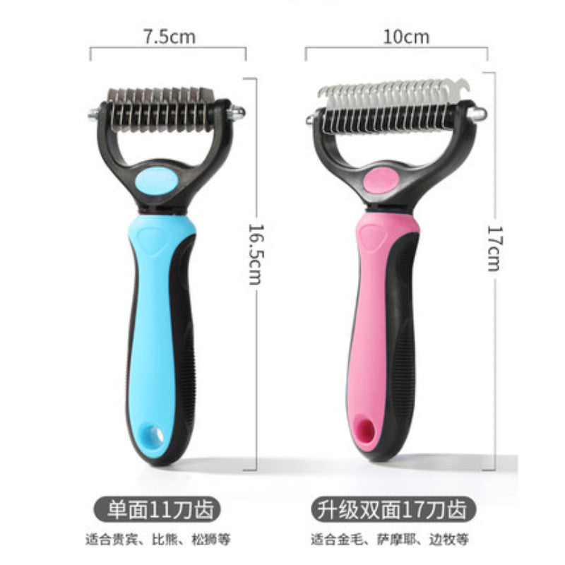 Amazon's Best-selling Pet Double-sided Knotting Comb Artifact Dog Cat Knotting Knife Rake Comb Grooming Comb Supplies