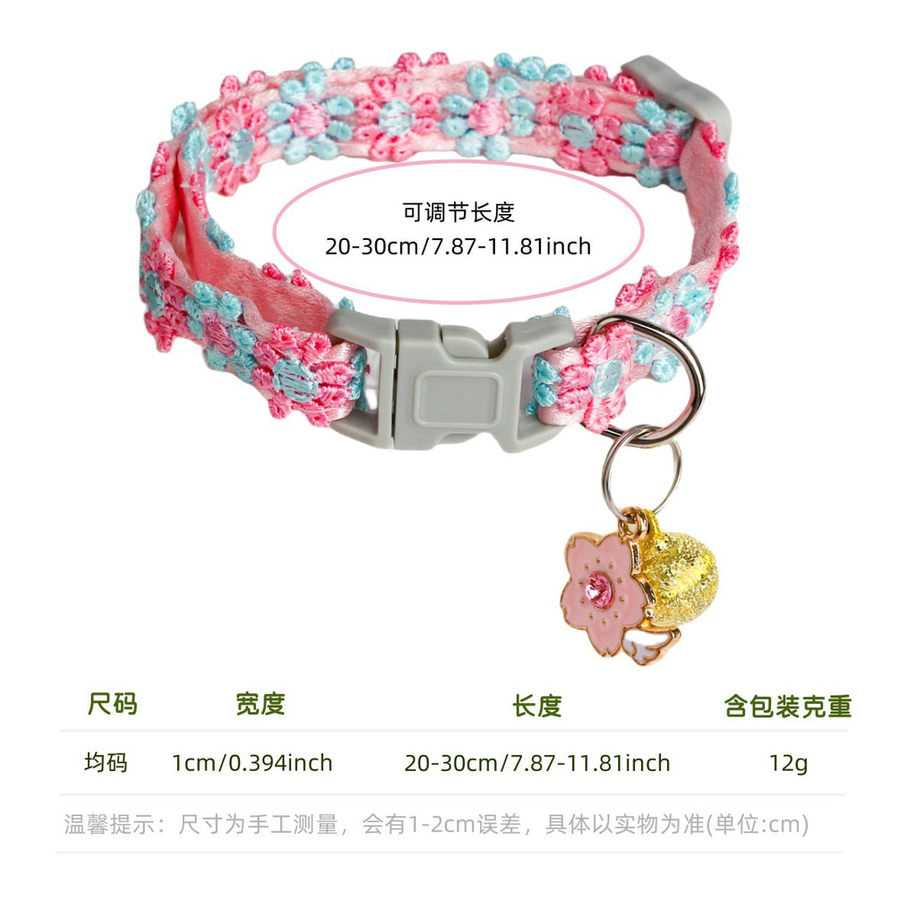 Pet Collar Cat Collar Lace Embroidery Dog Accessories With Bell Pet Accessories Neck Collar Collar