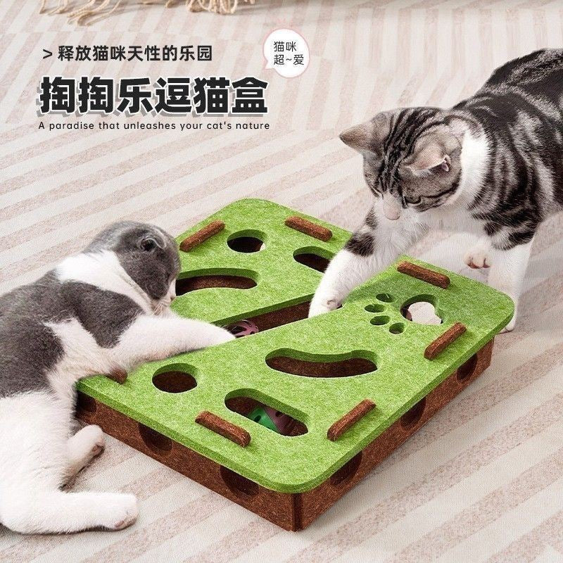 Cat Toy, Cat Teasing Felt Box, Self-Pleasure And Boredom Relief Artifact, Maze Toy, Scratch-Resistant, Wear-Resistant And Non-Shedding Cat Scratching Board