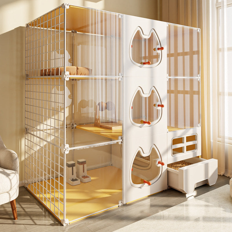 Cat Cage With Integrated Cat Bed And Toilet For Home Use, Indoor Cat House With Extra-large Free Space, New Type Of Cat Villa