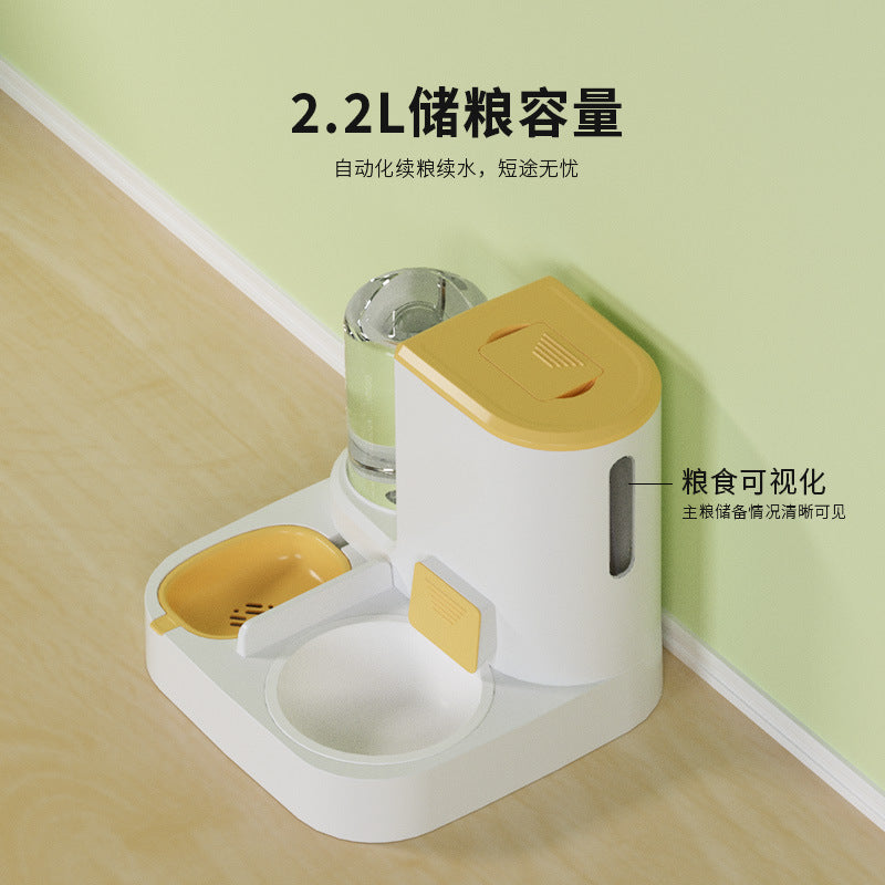 Pet Automatic Drinking Water Feeder Integrated Large Capacity Wet And Dry Separation Ceramic Bowl Stainless Steel Bowl Cat Bowl Dog Bowl