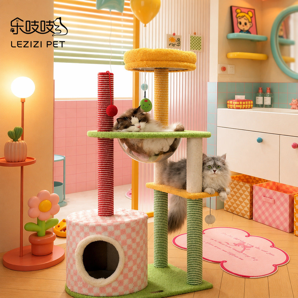 Wholesale Cat Climbing Frame, Squeaky Cat Nest, Space-saving Cat Rack For Small Apartments, Colorful Multifunctional Cat Tree, Scratch-resistant Cat Toy