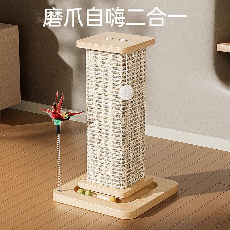 Neuro Cat Sisal Square Post Late-Night Play Integrated Climbing High-Resistance Scratch-Resistant Durable Cat Teaser Stick Cat Scratching Post Cat Scratching Board Toy