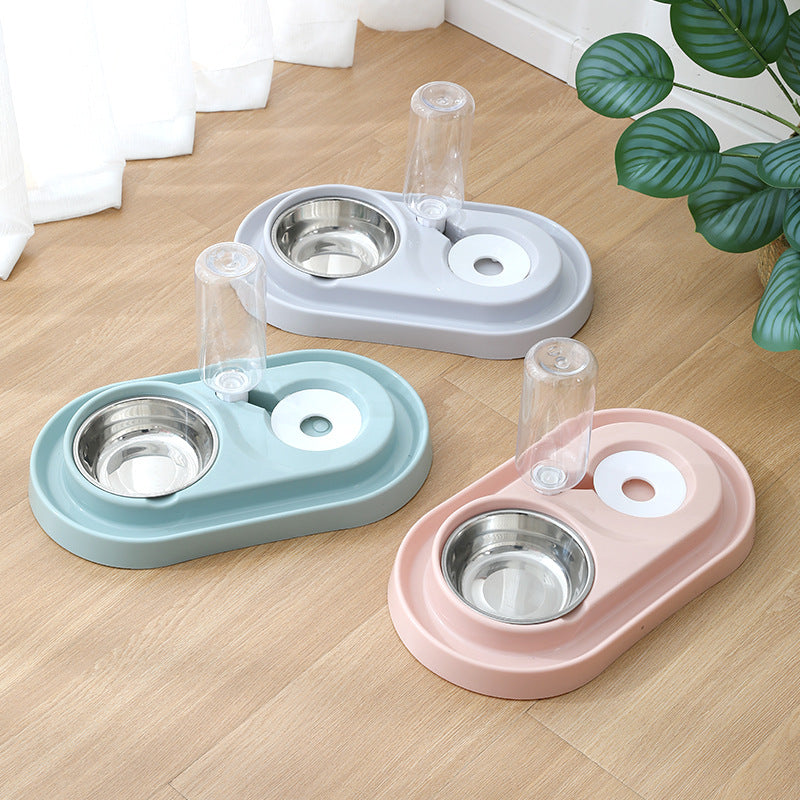 Extra Large Oval With Drinking Bottle Anti-ants Pet Double Bowls