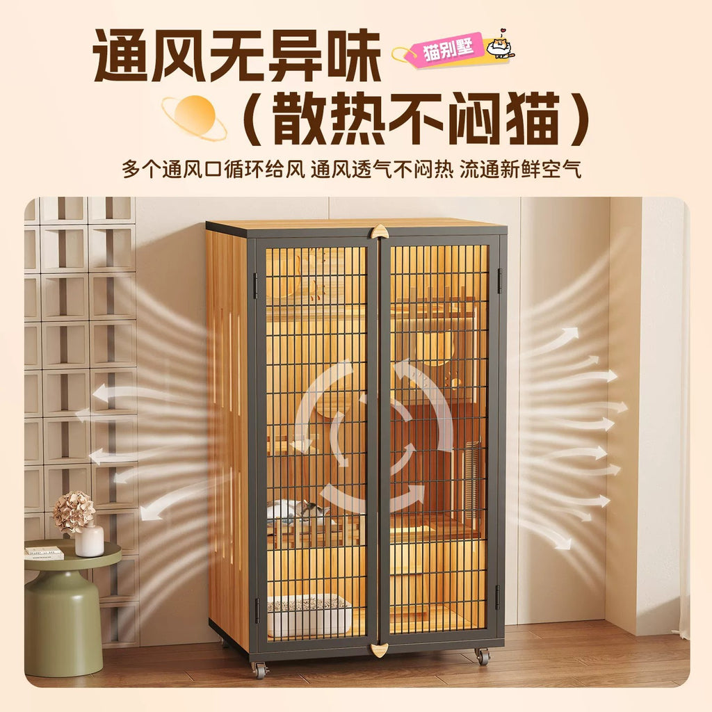 Balcony Cat Cage, Cat Villa, Iron Mesh Cat House, All-In-One Home Indoor Panoramic Cat Cabinet, Super Large Free Space Cat Nest