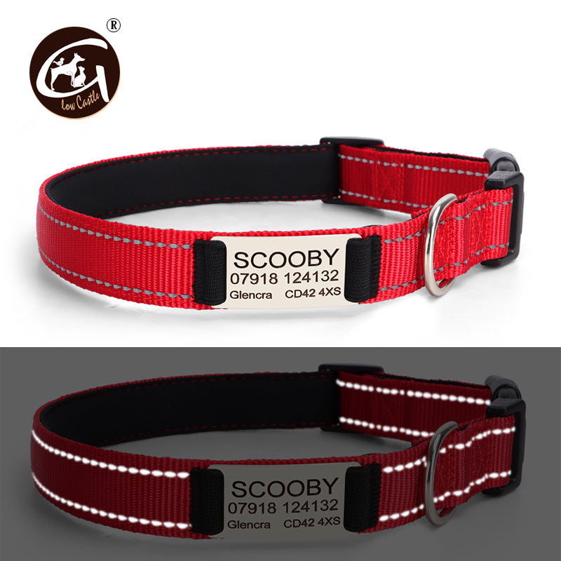 Name Phone Anti-lost Reflective Soft Non-stretch Pet Collar