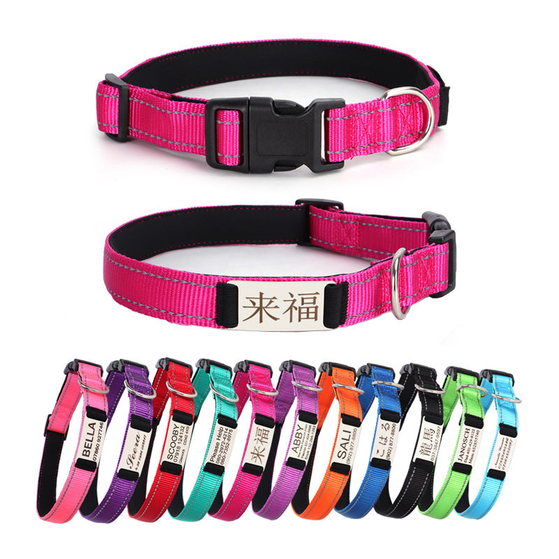 Name Phone Anti-lost Reflective Soft Non-stretch Pet Collar