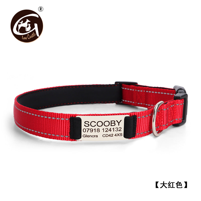 Name Phone Anti-lost Reflective Soft Non-stretch Pet Collar