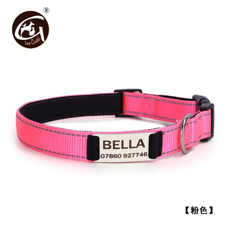 Name Phone Anti-lost Reflective Soft Non-stretch Pet Collar