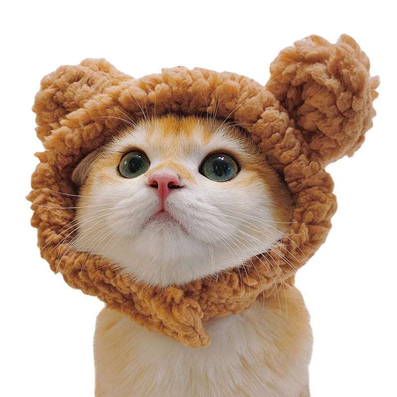 Pet Cat Lion Headgear Rabbit Ears Frog Bear Pet Hat Funny Headdress Dress