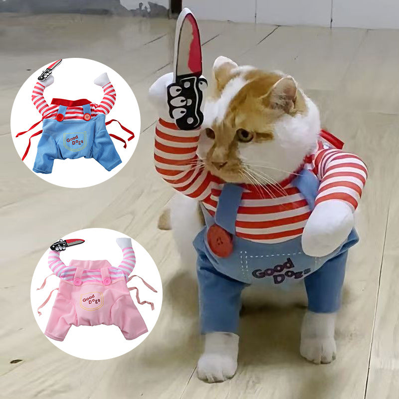 Pet Deadly Doll Halloween Costume Cat Cosplay Killer Transformation Costume Funny Play Party Costume