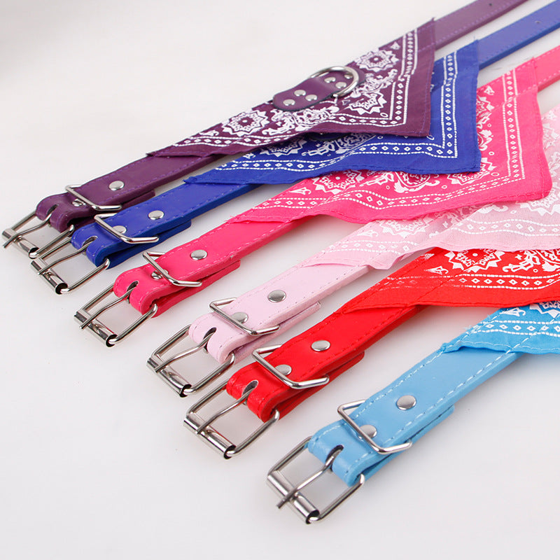 7-color Pet Saliva Towel Cat Dog Collar Triangle Towel Dual-use Small And Medium-sized Dog Teddy Pet Supplies