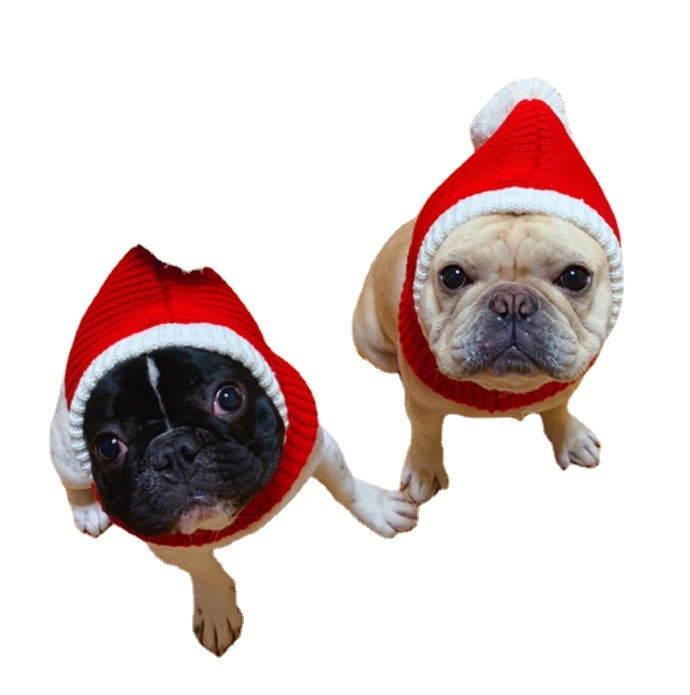 Pet Christmas Hat Dog Red Woolen Hat Shiba Inu Method Fighting Teddy Bichon Golden Retriever Big Dog Human Christmas Hat