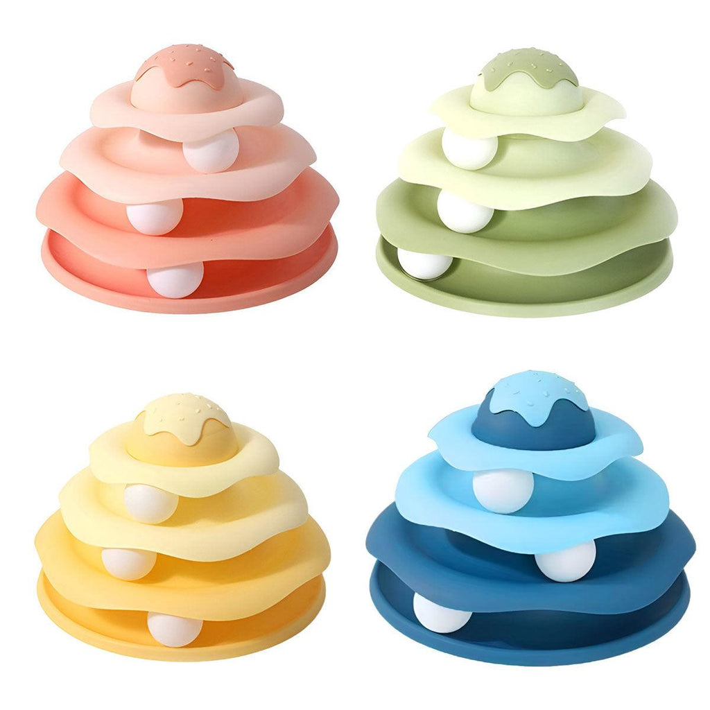 Funny Cat Toy Pet Toys Plastic Tower Interactive Track Ball Playing Game 3 Level