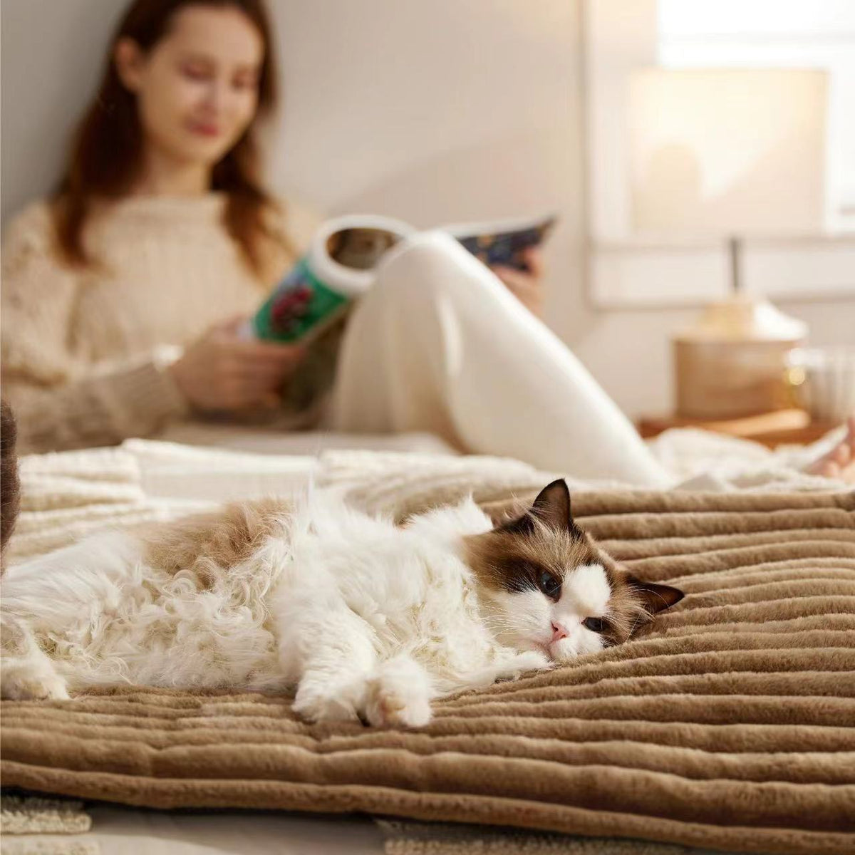 Amazon Cross-Border New Popular Pet Rabbit Fur Warm Pet Mat For Cats And Dogs Universal Factory Direct Sales In Stock